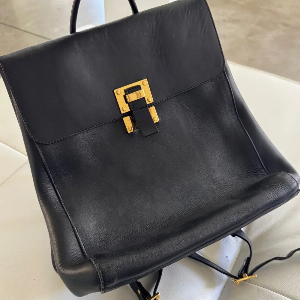 Great Condition Black Leather Sophie Hulme Bag/ Backpack (convertible) - Picture 2 of 16